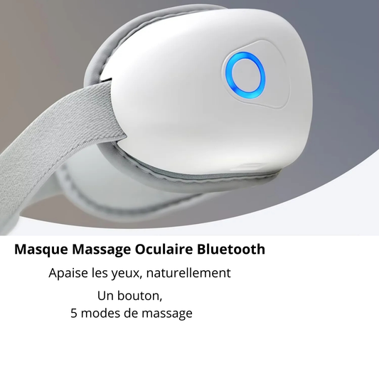 Masque de massage oculaire Bluetooth blanc avec bouton lumineux